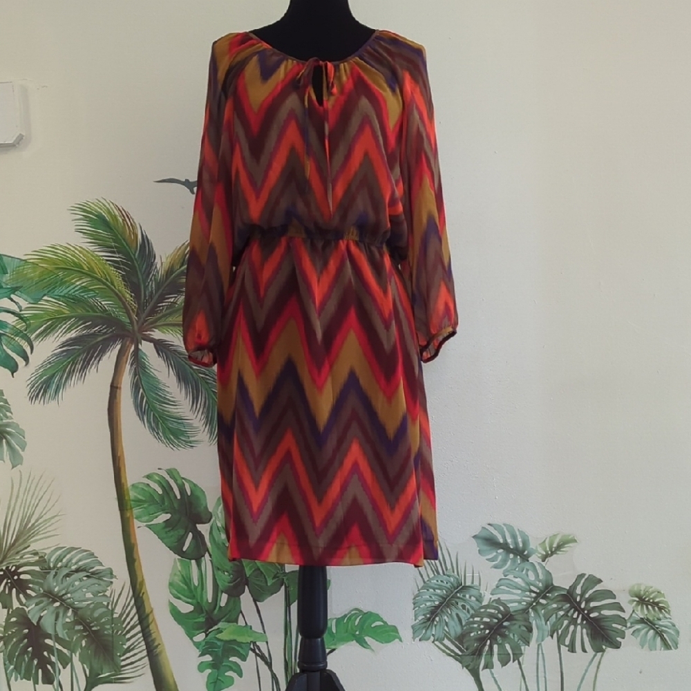 Banana Republic Multicolor Chevron Long Sleeve Dress
